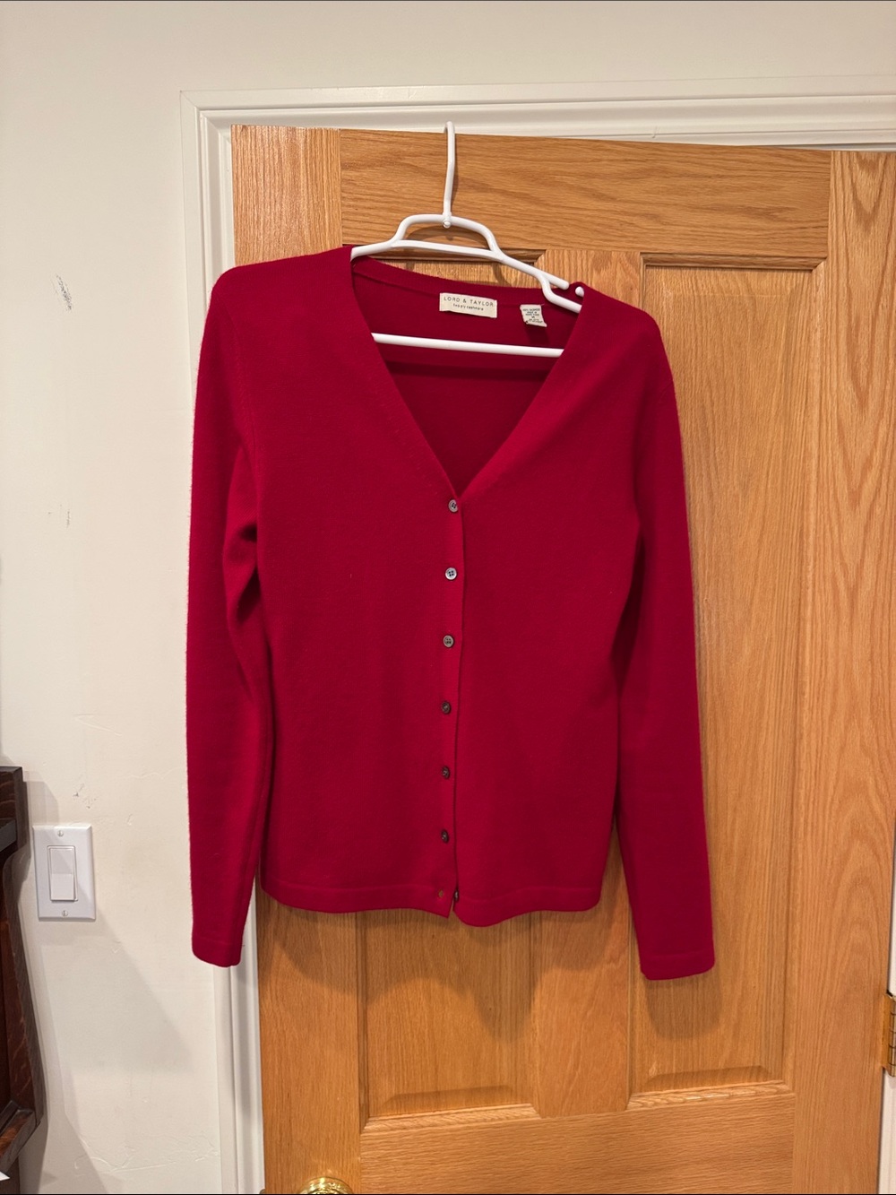 Lord & Taylor Cashmere V-Neck Button Cardigan